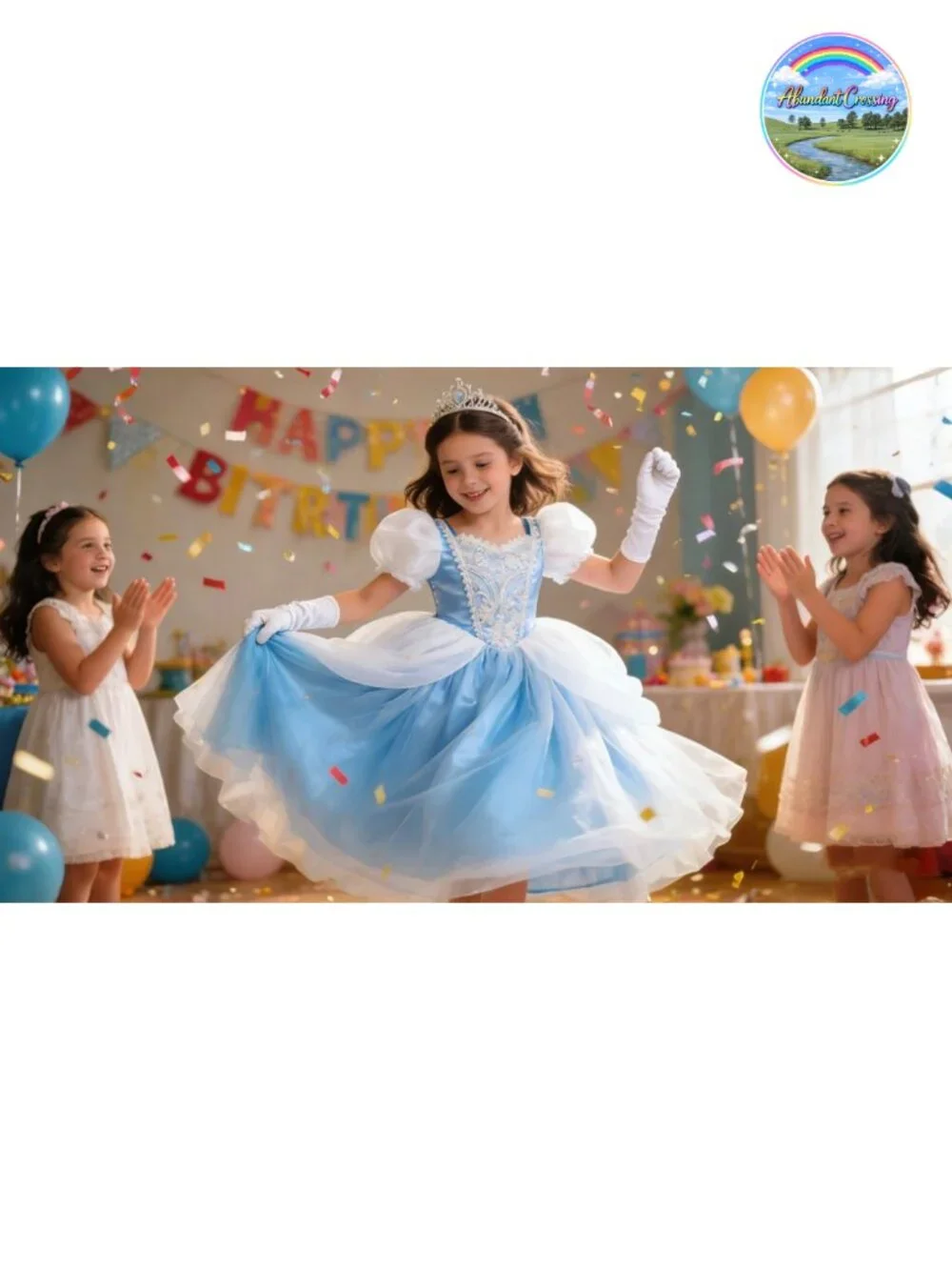 Girls Princess Cinderella Costume Dress Up Party Outfit Set